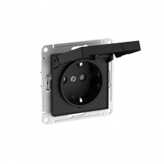 ATLASDESIGN РОЗЕТКА с заземл. со шторк. с крышкой, 16А, IP20,мех., быстрозажимные клеммы, КАРБОН