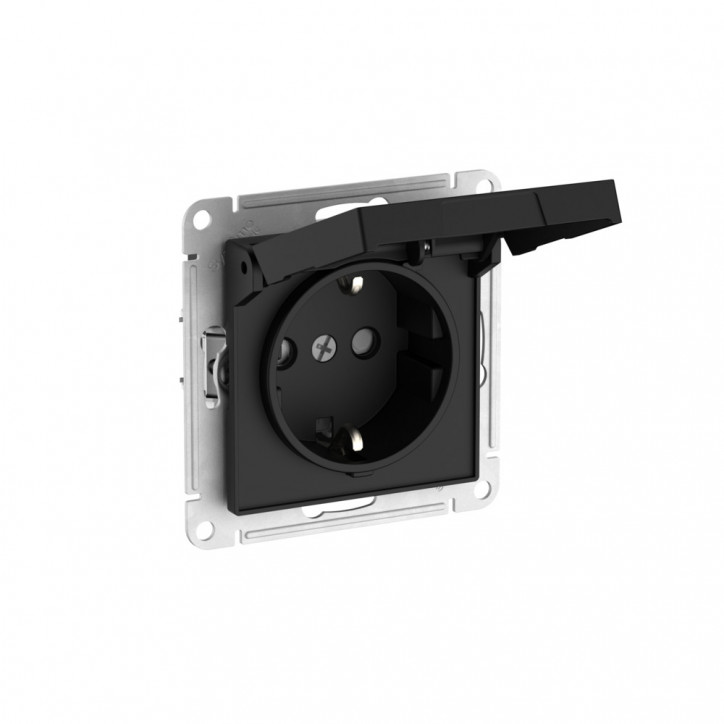 ATLASDESIGN РОЗЕТКА с заземл. со шторк. с крышкой, 16А, IP20,мех., быстрозажимные клеммы, КАРБОН ATLASDESIGN РОЗЕТКА с заземл. со шторк. с крышкой, 16А, IP20,мех., быстрозажимные клеммы, КАРБОН