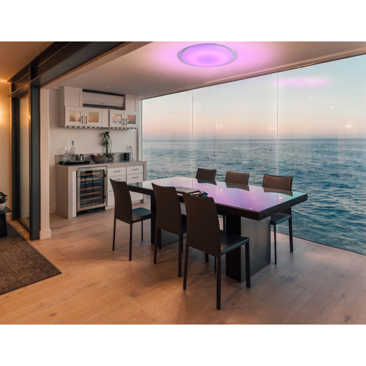 Светильник светодиодный ДБО-75 настенно-потолочный управляемый GALAXY-RGB 230В 3000-6500K 6000Лм 555x83мм с RGB подсветкой Светильник светодиодный ДБО-75 настенно-потолочный управляемый GALAXY-RGB 230В 3000-6500K 6000Лм 555x83мм с RGB подсветкой