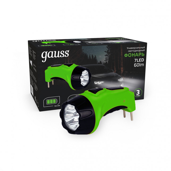 Фонарь ручной Gauss модель GFL105 7LED 60lm lead acid 700mAh LED 1/12/72 Фонарь ручной Gauss модель GFL105 7LED 60lm lead acid 700mAh LED 1/12/72