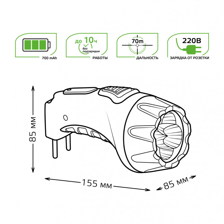 Фонарь ручной Gauss модель GFL105 7LED 60lm lead acid 700mAh LED 1/12/72 Фонарь ручной Gauss модель GFL105 7LED 60lm lead acid 700mAh LED 1/12/72