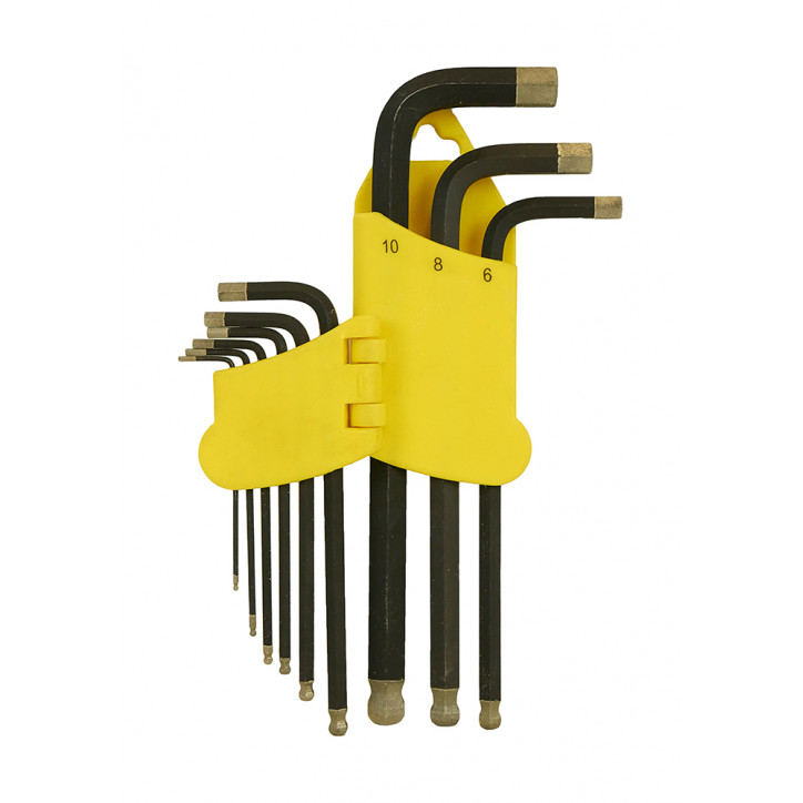 Набор шестигранных ключей с шариковым наконечником алмазное покрытие сталь S2 1.5-10'мм(1 комплект - 9шт)