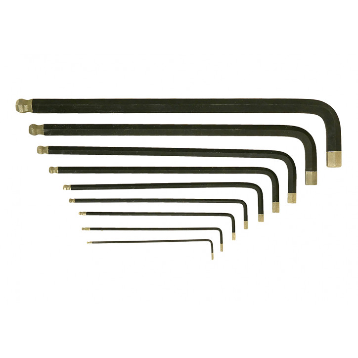 Набор шестигранных ключей супер-длинных сталь S2 шариковый наконечник алмазное покрытие 1.5-10'мм (1 комплект - 9 шт)