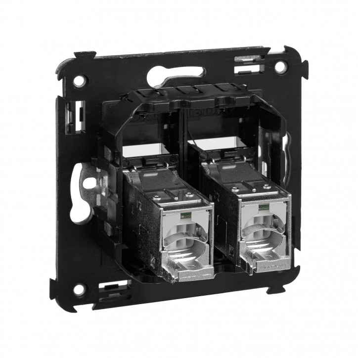 Avanti Розетка RJ-45 в стену, кат.6 двойная экранированная, ''Черный квадрат'' Avanti Розетка RJ-45 в стену, кат.6 двойная экранированная, ''Черный квадрат''