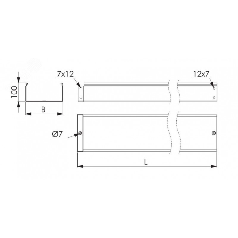 Лоток 100х200х4000, 1,5 мм