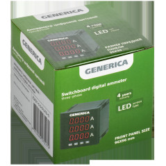 Амперметр цифровой щитовой трехфазный 96х96мм LED GENERICA