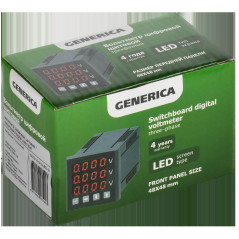 Вольтметр цифровой щитовой трехфазный 48х48мм LED GENERICA