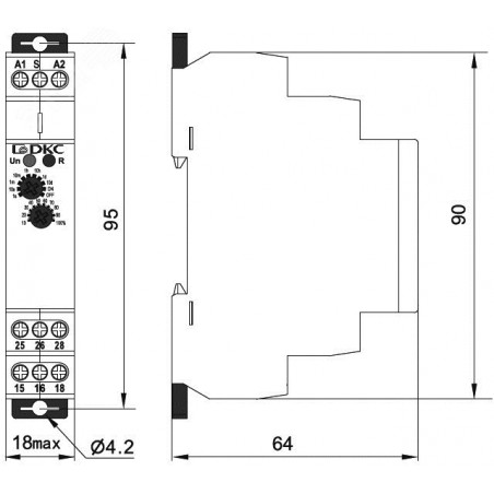 Реле времени, задержка выключения, конфигурация контакта 2CO, AС/DC 12-240В