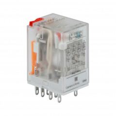Реле миниатюрное промышленное общего назначения, 4CO, ком. ток 6А, AgSnO2, напряжение 230V AC, опция: тест-кнопка+светодиод