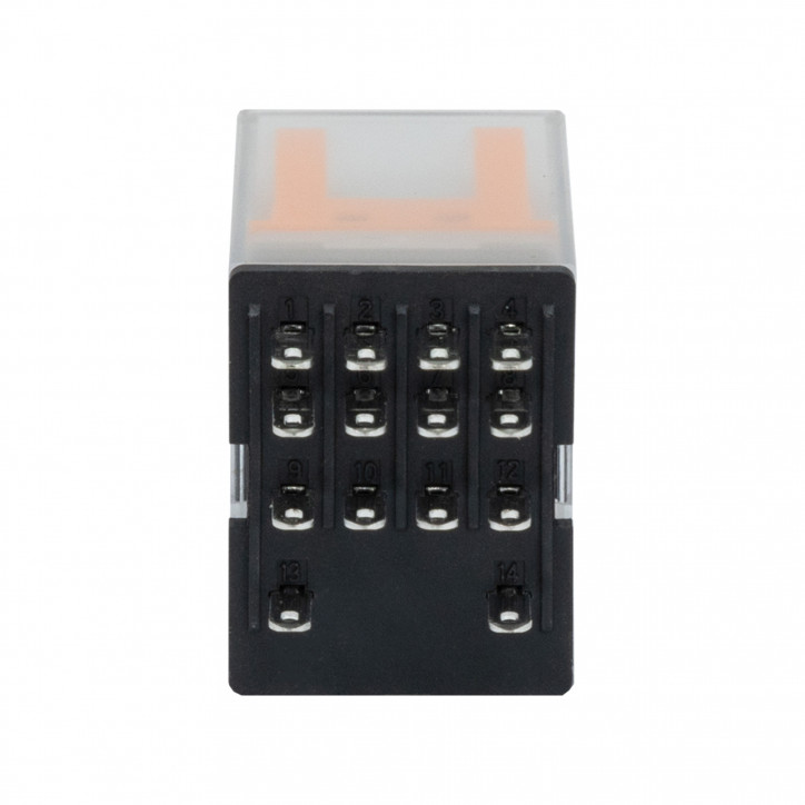 Реле миниатюрное промышленное общего назначения, 4CO, ком. ток 6А, AgSnO2, напряжение 24V DC, опция: тест-кнопка+светодиод+защит