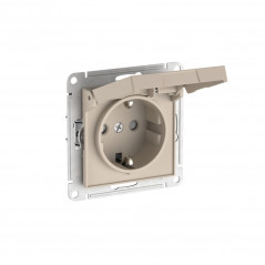 ATLASDESIGN РОЗЕТКА с заземл. со шторк. с крышкой, 16А,IP20,мех., быстрозажимные клеммы, ПЕСОЧНЫЙ