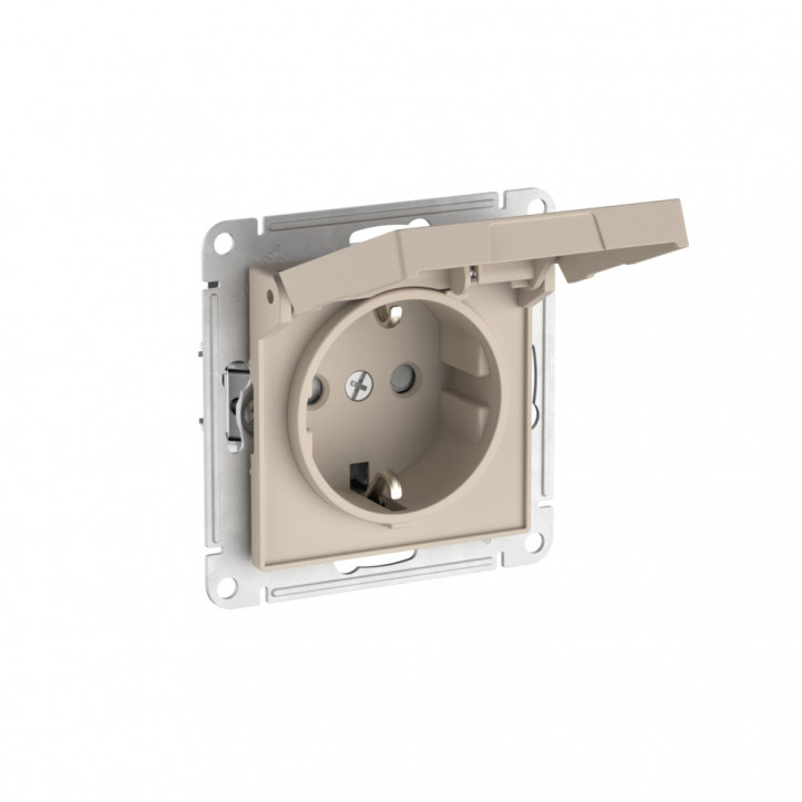 ATLASDESIGN РОЗЕТКА с заземл. со шторк. с крышкой, 16А,IP20,мех., быстрозажимные клеммы, ПЕСОЧНЫЙ ATLASDESIGN РОЗЕТКА с заземл. со шторк. с крышкой, 16А,IP20,мех., быстрозажимные клеммы, ПЕСОЧНЫЙ