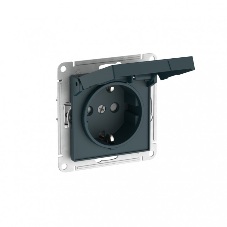 ATLASDESIGN РОЗЕТКА с заземлением со шторкой с крышкой, 16А, IP20, быстрозажимные клеммы, ИЗУМРУД ATLASDESIGN РОЗЕТКА с заземлением со шторкой с крышкой, 16А, IP20, быстрозажимные клеммы, ИЗУМРУД