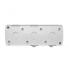 Клио блок наружный горизонтальный: выключатель одноклавишный + розетка двухпостовая с прозрачной крышкой, IP54, с/з, 16А, 220В, 