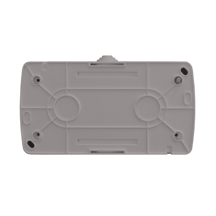 Клио блок наружный горизонтальный: выключатель двухклавишный + розетка с прозрачной крышкой, IP54, с/з, 16А, 220В, серый