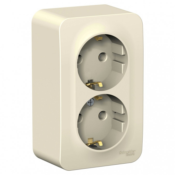 BLANCA розетка наружная двойная с заземлением без шторок, 16А, 250В, молочный BLANCA розетка наружная двойная с заземлением без шторок, 16А, 250В, молочный