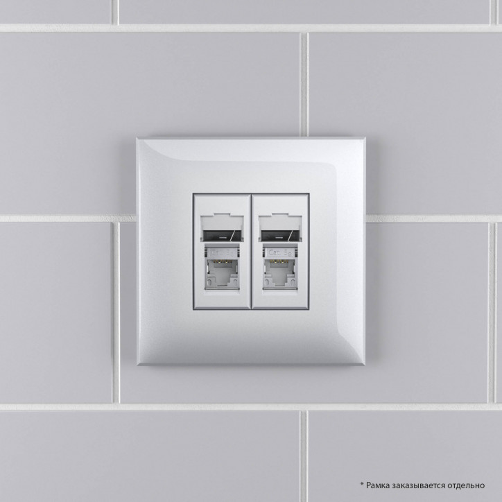 Avanti Компьютерная розетка RJ-45 в стену кат.5e двойная экранированная Закаленная сталь Avanti Компьютерная розетка RJ-45 в стену кат.5e двойная экранированная Закаленная сталь