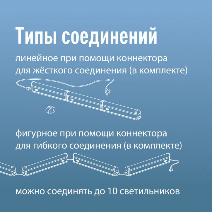 Светильник светодиодный линейный ДБО-5Вт 4000К 450 Лм пластик Т5 IP20 набор для подключения в комплекте