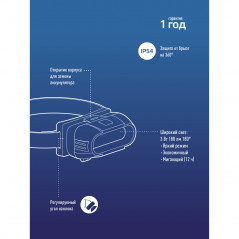 Фонарь налобный аккум/3ВтCOBLED/съемный Li-ion 18650 800mAh/ABS-пл/USB-шнур typeC