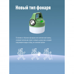 Фонарь кемпинговый аккум/16Вт+3Вт/Li-ion18650 2400mAh/Powerbank/индикатор/USBшнур