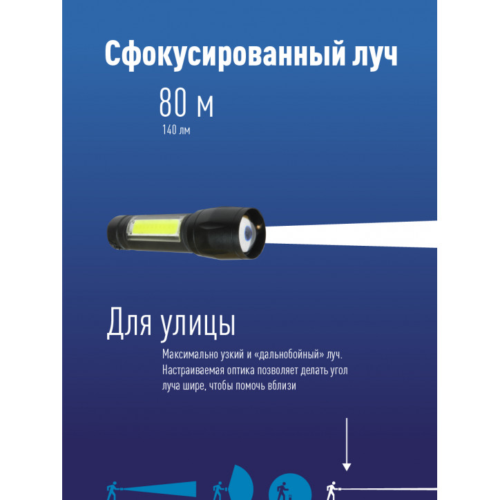 Фонарь ручной аккумуляторный (карманный), 3W, аккум. 3,7V 0,6 Ah, 140Лм - 1,5 часа, 70 Лм - 3 часа Фонарь ручной аккумуляторный (карманный), 3W, аккум. 3,7V 0,6 Ah, 140Лм - 1,5 часа, 70 Лм - 3 часа