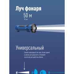 Фонарь ручной аккумуляторный, 0,5W, аккум. 4V 0,3Ah, 90Лм, 6 часов