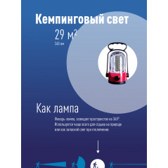 Фонарь кемпинговый аккумуляторный, 32 SMD LED, аккум. 2x 4V 0,9Ah, 240 Лм, 8 часов