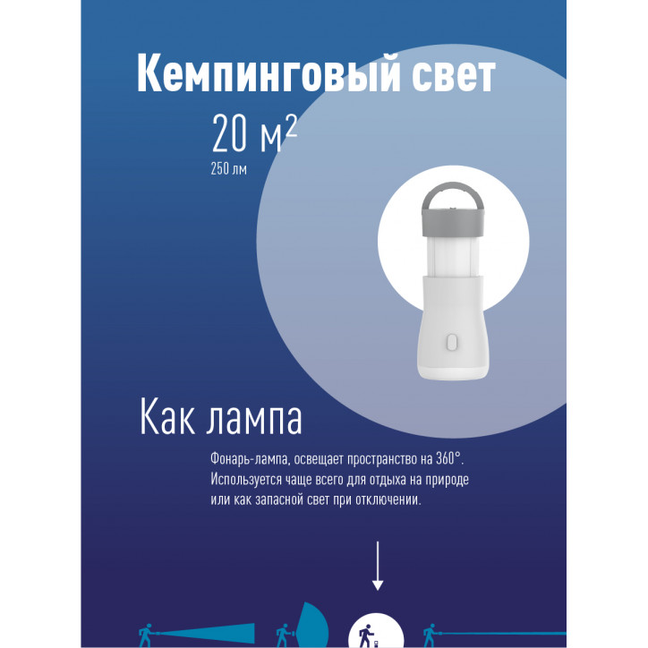 Фонарь-светильник аккумуляторный - 3W , кемпинг-7 W, аккум. 3,7V 1,2 Ah, 150Lm - 3 часа, 250 Lm - 3 часа, 180 Lm - 4 часа,