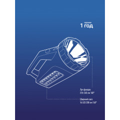 Фонарь-прожектор аккумуляторный , 3W LED + 16 SMD LED, аккум. 4V 1,2Ah, 240Lm - 6 часов, 200 Lm - 8 часов,
