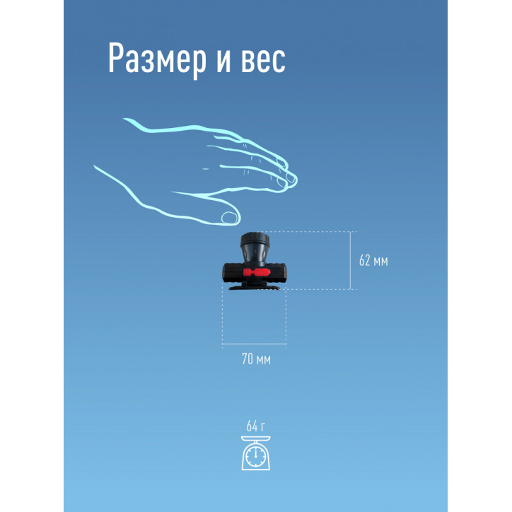 Фонарь налобный аккумуляторный, 3W, аккум. 3,7V 1Ah, 180Лм, 6 часов Фонарь налобный аккумуляторный, 3W, аккум. 3,7V 1Ah, 180Лм, 6 часов