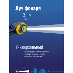 Фонарь налобный , 3W, 3 батарейки ААА, 140Lm,