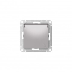 ATLASDESIGN РОЗЕТКА с заземл. со шторк. с крышкой, 16А,IP20, быстрозажимные клеммы, АЛЮМИНИЙ