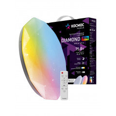 Светильник светодиодный ДБО-75 настенно-потолочный управляемый DIAMOND-RGB 230В 3000-6500K 6000Лм 502x83мм с RGB подсветкой