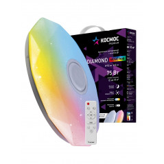 Светильник светодиодный ДБО-75 настенно-потолочный управляемый DIAMOND-RGB 230В 3000-6500K 6000Лм 502x83мм с RGB подсветкой и BT