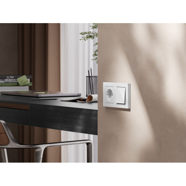 ATLASDESIGN SMART РОЗЕТКА с заземл., со шт., Zigbee, L+N, 16А, мех., БЕЛЫЙ