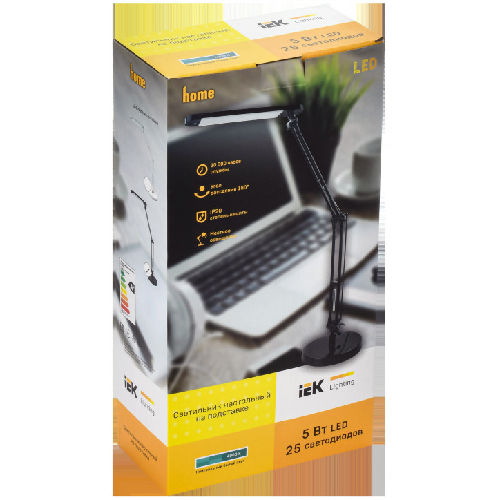 LIGHTING Светильник светодиодный настольный 2018 5Вт на подставке черный IEK LIGHTING Светильник светодиодный настольный 2018 5Вт на подставке черный IEK