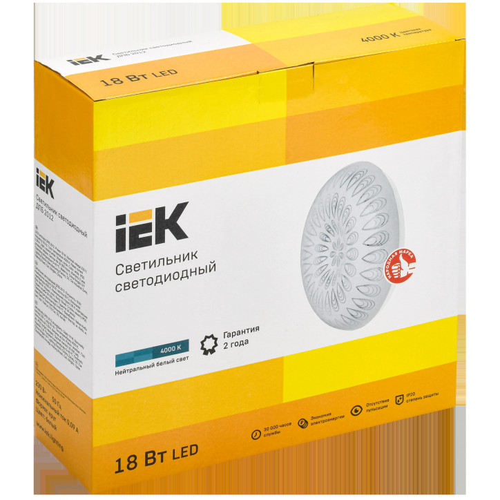 Светильник LED ДПБ 2012 18Вт IP20 4000К круг белый IEK