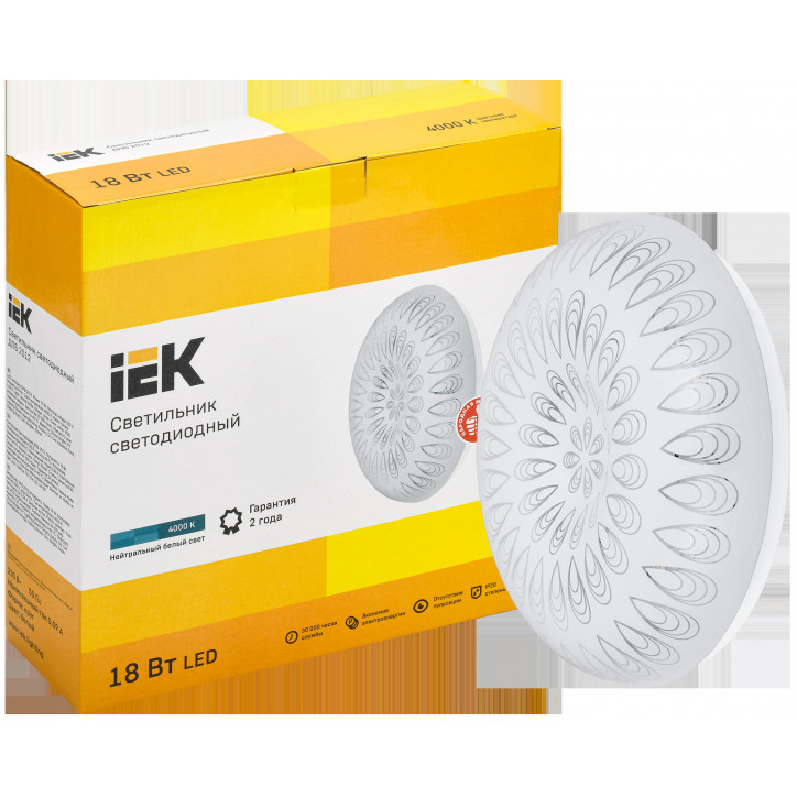Светильник LED ДПБ 2012 18Вт IP20 4000К круг белый IEK