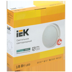 Светильник светодиодный ДПО 4004 18Вт IP54 4000K круг белый пластик IEK