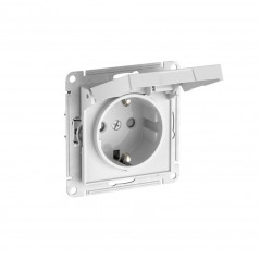 ATLASDESIGN РОЗЕТКА с заземлемлением со шторкой с крышкой, 16А ,IP20, быстрозажимные клеммы, БЕЛЫЙ