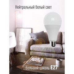 Лампа светодиодная LED 25Вт 220В E27 D65х130 4500 белый A65