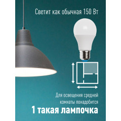 Лампа светодиодная LED 25Вт 220В E27 D65х130 6500К холодный A65