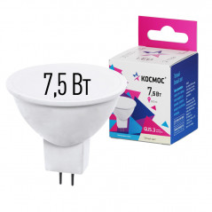 Лампа светодиодная LED 7.5Вт JCDR 220В GU5.3 D50х45 3000 теплый 590лм