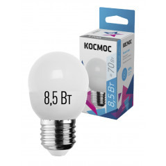 Лампа светодиодная LED 8.5Вт Шар 220В Е27 D45х82 4500К белый 720 лм