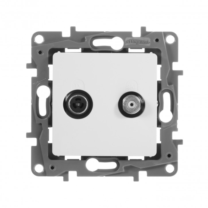 ETIKA Розетка телевизионная TV/SAT двухкабельная белая ETIKA Розетка телевизионная TV/SAT двухкабельная белая