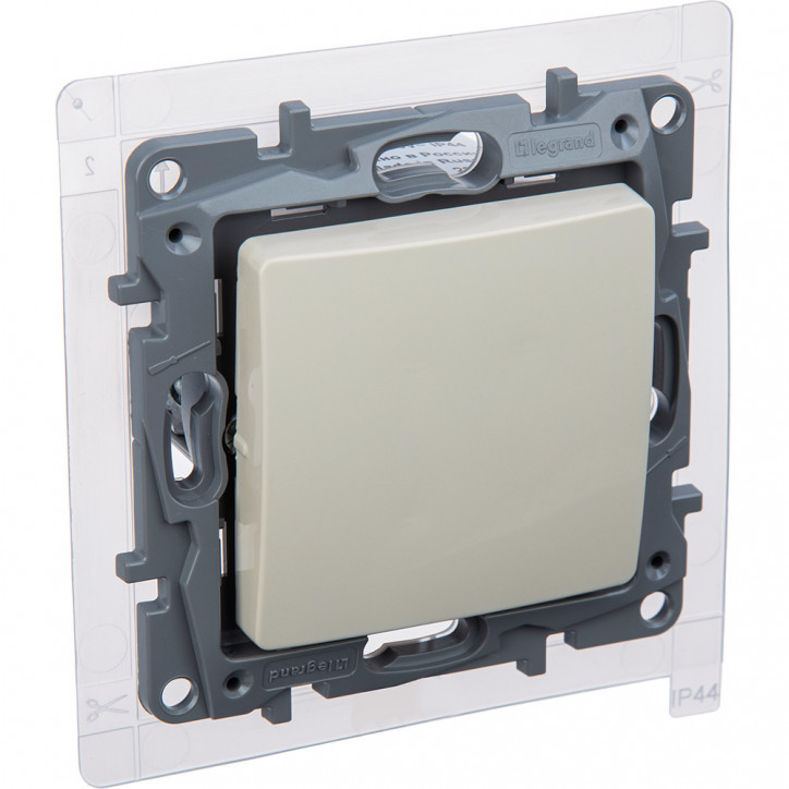 Переключатель одноклавишный IP44 - Legrand Etika - 10А 250В безвинтовые зажимы - слоновая кость Переключатель одноклавишный IP44 - Legrand Etika - 10А 250В безвинтовые зажимы - слоновая кость