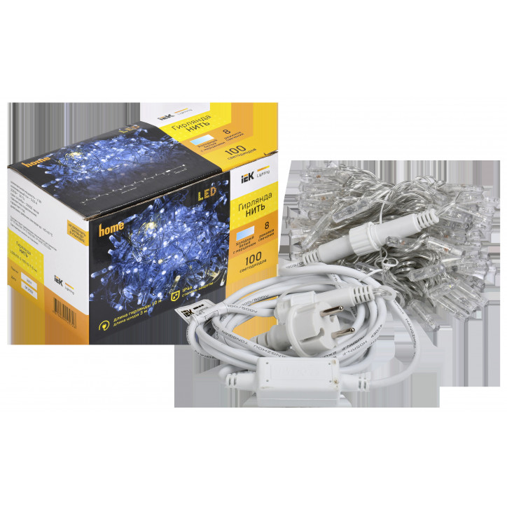 Гирлянда нить 10м 100W IP44 прозрачный 230В м/т IEK Гирлянда нить 10м 100W IP44 прозрачный 230В м/т IEK