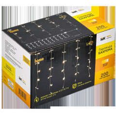 LIGHTING Гирлянда бахрома 4,5х0,7м 200 светодиодов теплый белый свет IP44 прозрачный шнур 3м 230В ме