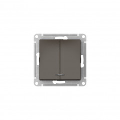 ATLASDESIGN 2-клавишный ВЫКЛЮЧАТЕЛЬ с подсветкой ,сх.5а, 10АХ, быстрозажимные клеммы, МОККО