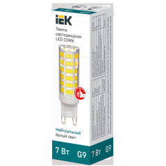 Лампа светодиодная CORN капсула 7Вт 230В 4000К керамика G9 IEK